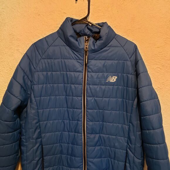 New Balance Men's Medium Blue Quilted Tech Puffer Winter Jacket - Picture 2 of 10